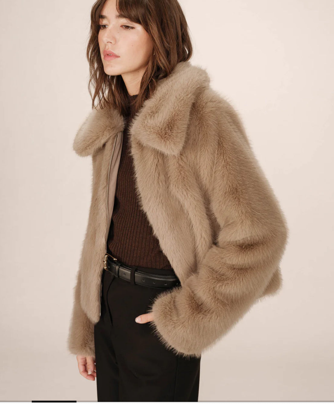 Kunstpelzjacke Shonna beige