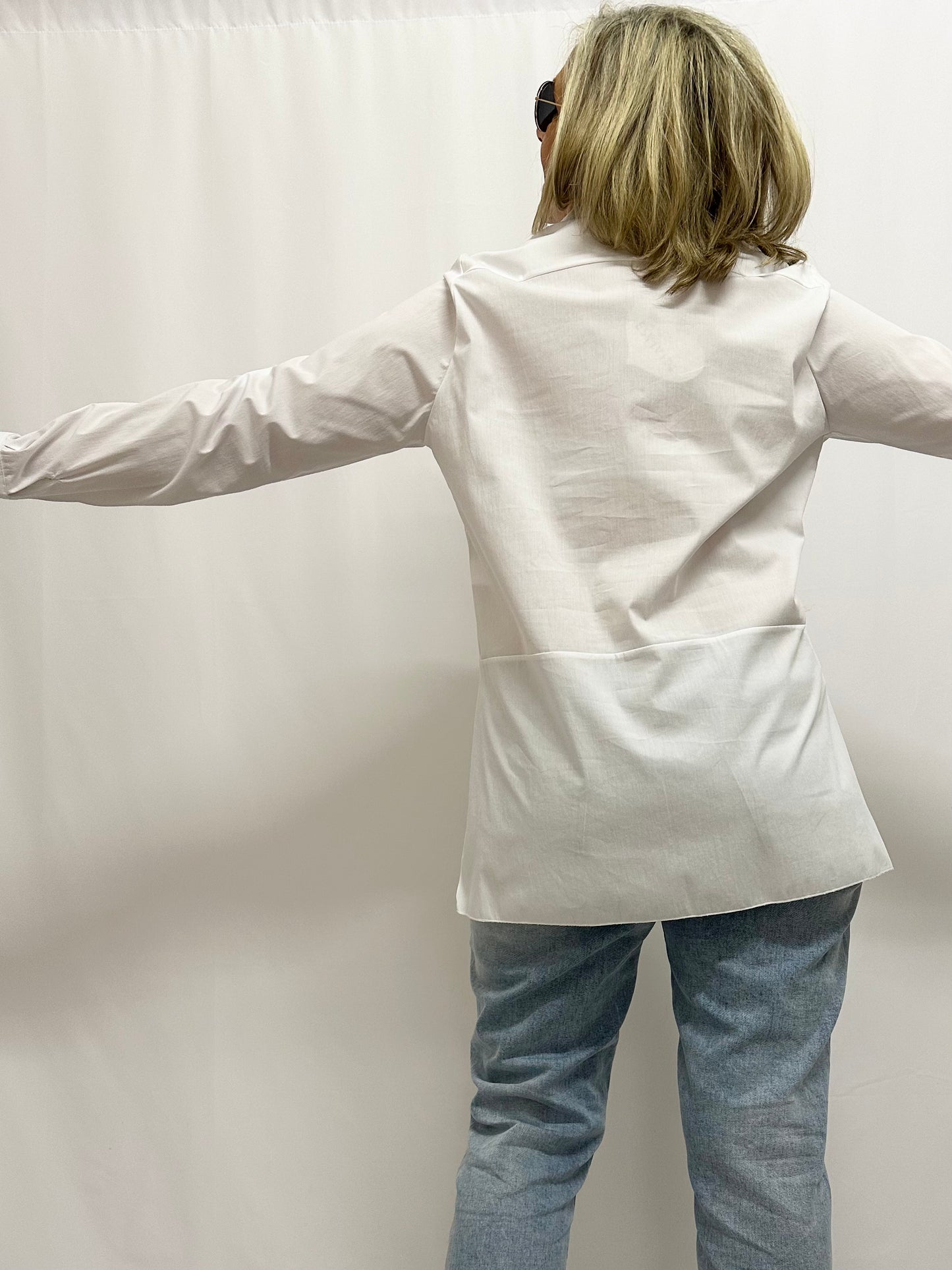 weiße Long-Bluse