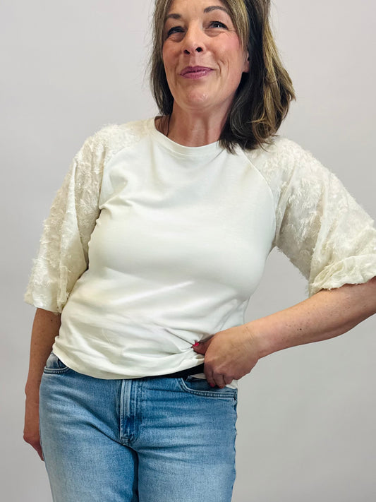 Blusenshirt mit Spitzenärmeln