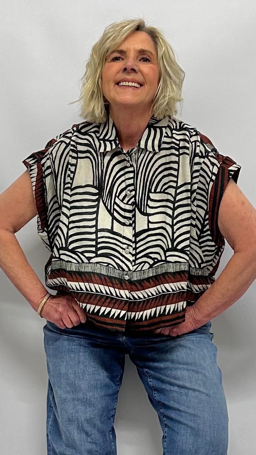 Bluse mit grafischem Ethno-Print