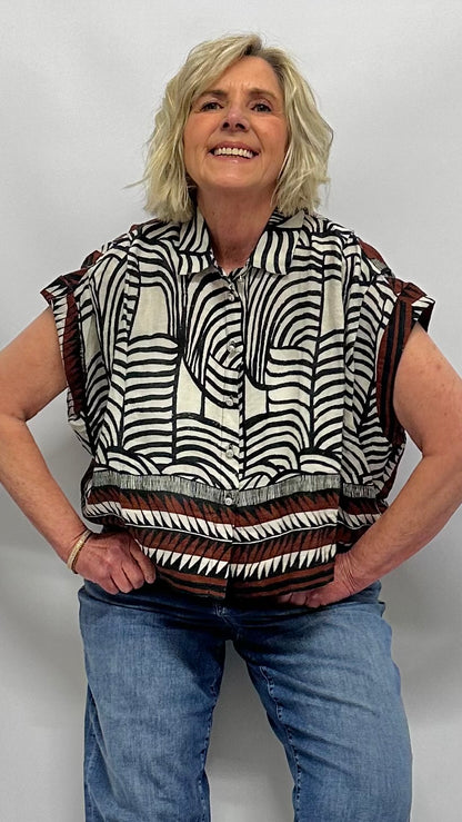 Bluse mit grafischem Ethno-Print