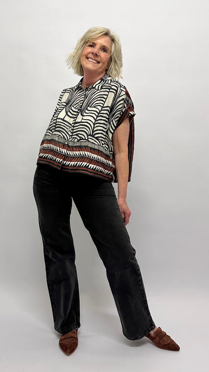 Bluse mit grafischem Ethno-Print