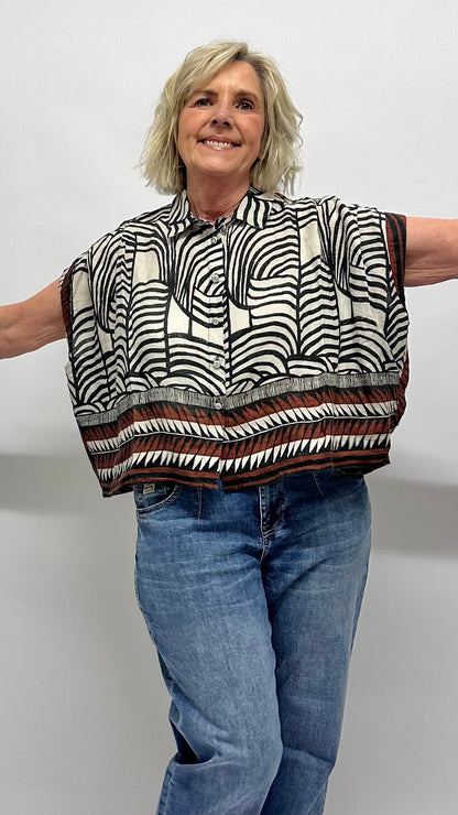 Bluse mit grafischem Ethno-Print