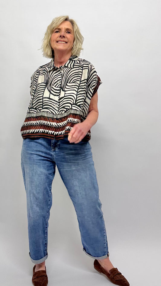 Bluse mit grafischem Ethno-Print