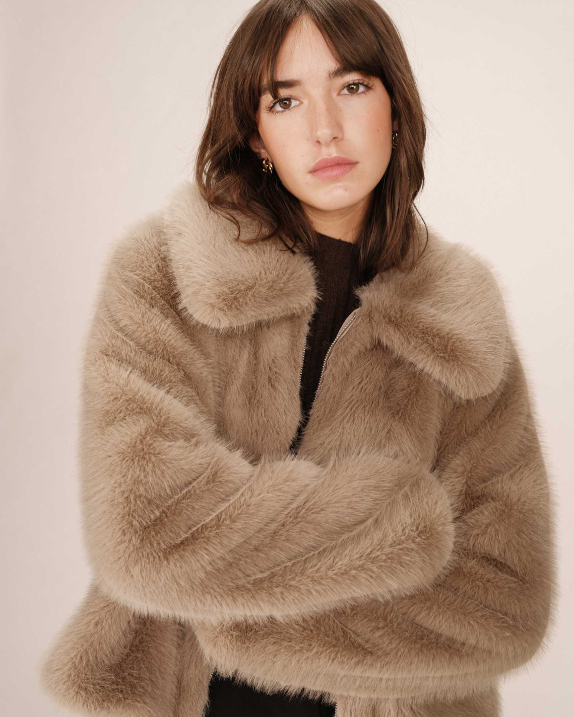 Kunstpelzjacke Shonna beige