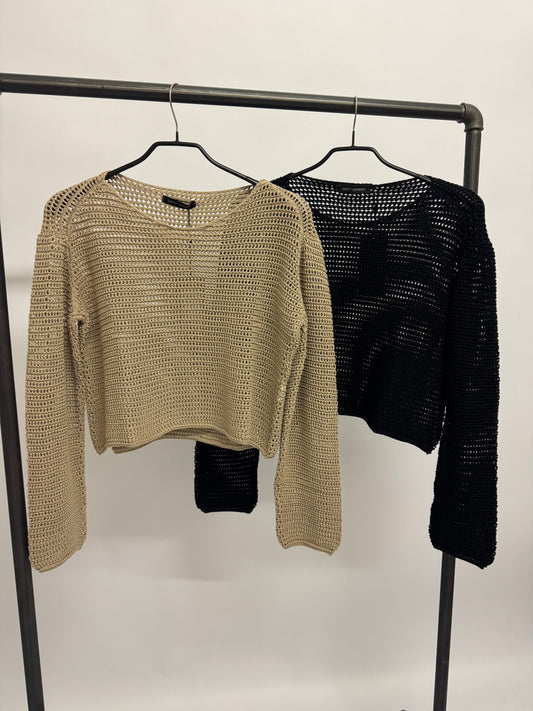 Cropped Häkelpullover